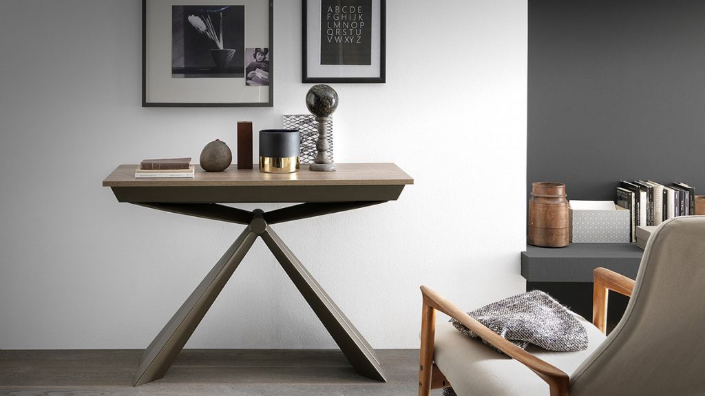 GENESI – EXTENDING CONSOLE TABLE (converts to dining table for up to 8 people)