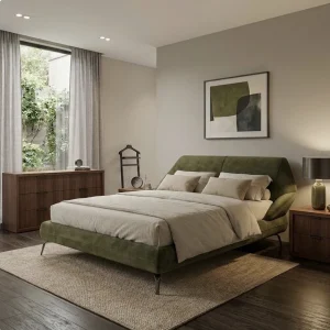 Italian Upholstered Bed Origami Slim with Milano