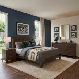 Toscano Walnut With Blue Wall